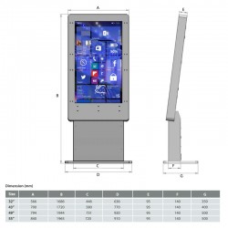 Totem digital interactiu model Dublín portàtil d'Alumini fitxa tècnica