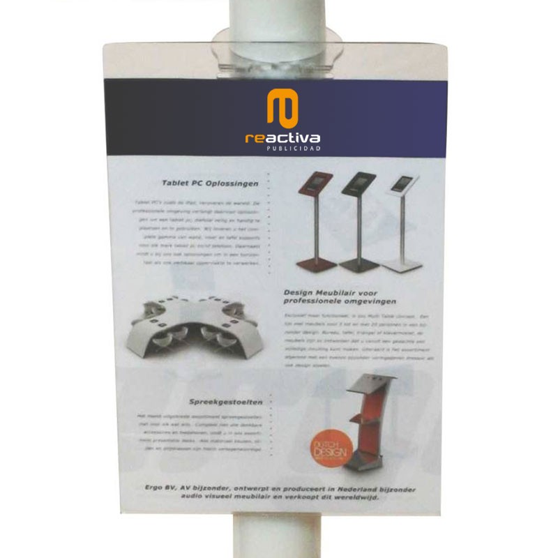 dispensador de folletos para el soporte de tablets de pie